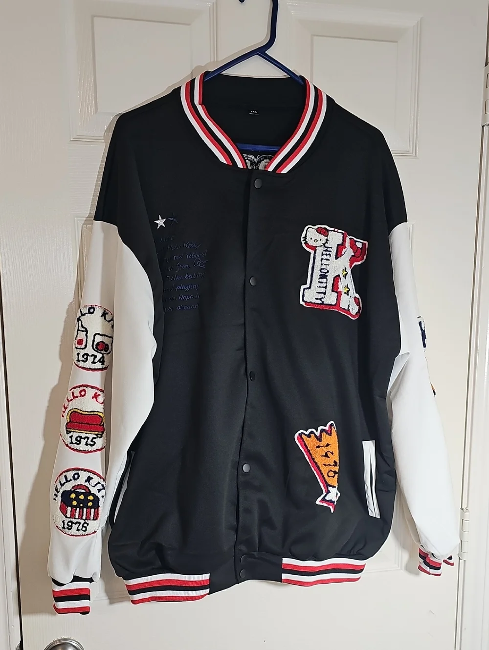 New Sanrio 2XL  Hello Kitty 1976-2005 Colorful Patchwork  Varsity Jacket - Picture 3 of 15